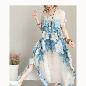 SooLinen Chiffon Midi Dress, size 3XL = US 16-18